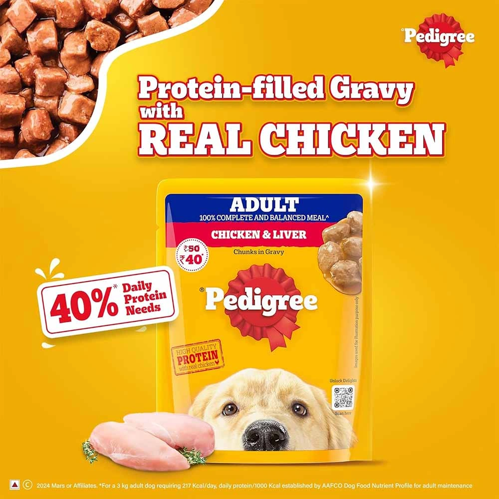 Pedigree Chicken and Liver Chunks in Gravy Adult Dog Wet Food - Image 3