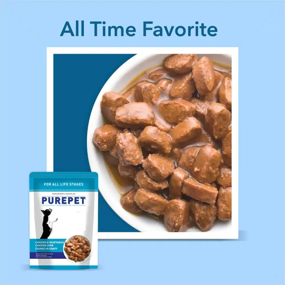 Purepet Chicken & Vegetable Chunks in Gravy Puppy Dog Wet Food 70g - Image 2