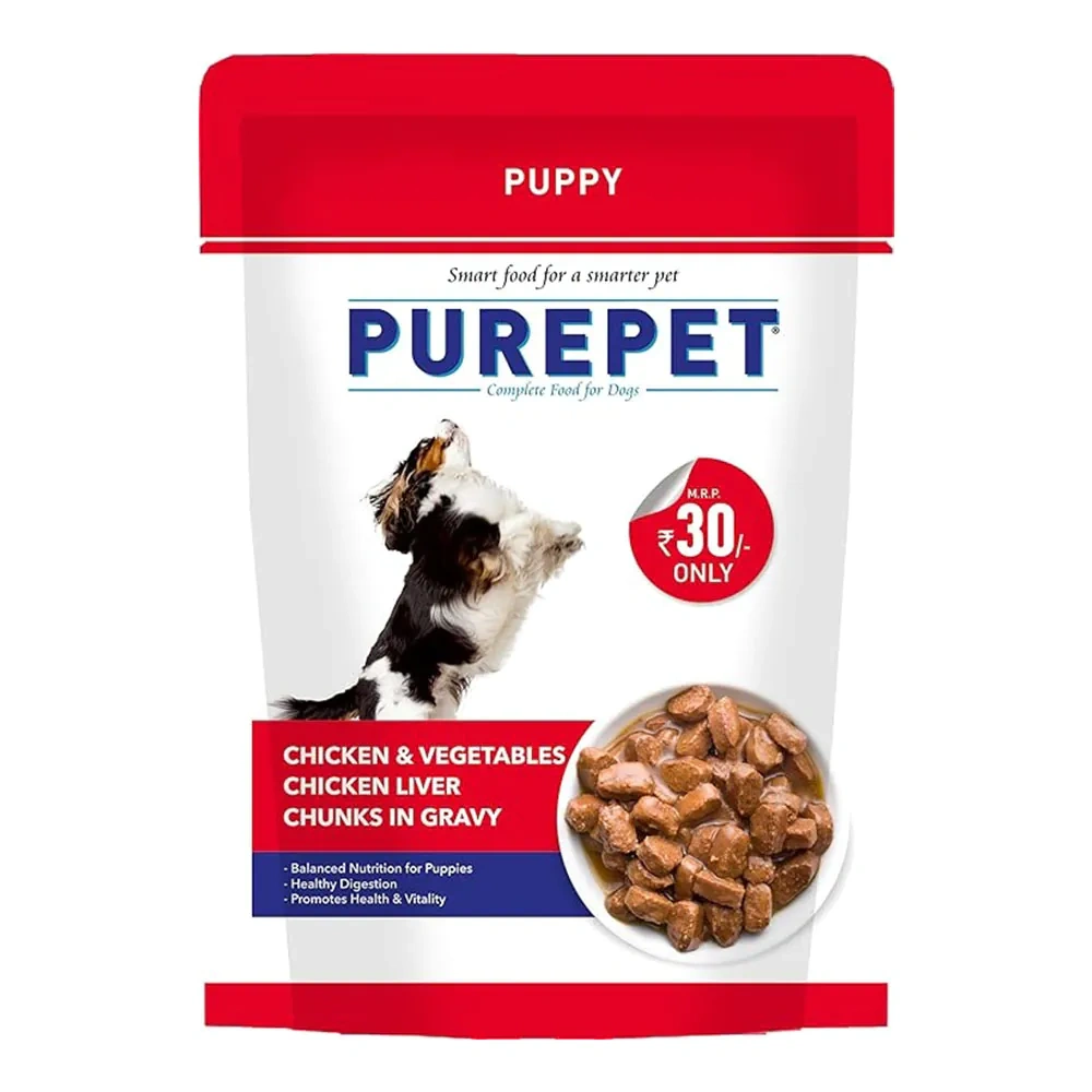 Purepet Chicken And Vegetable Chunks Gravy Puppy Wet Food-70 Gram
