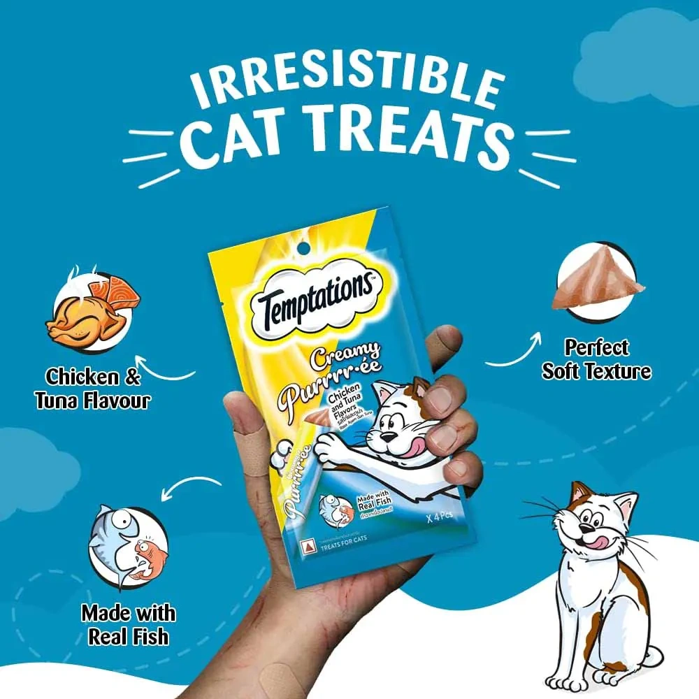 Temptations Creamy Purrrr-Ée Chicken & Tuna Flavour Cat Treats - Image 3