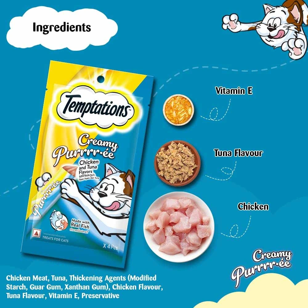 Temptations Creamy Purrrr-Ée Chicken & Tuna Flavour Cat Treats - Image 4