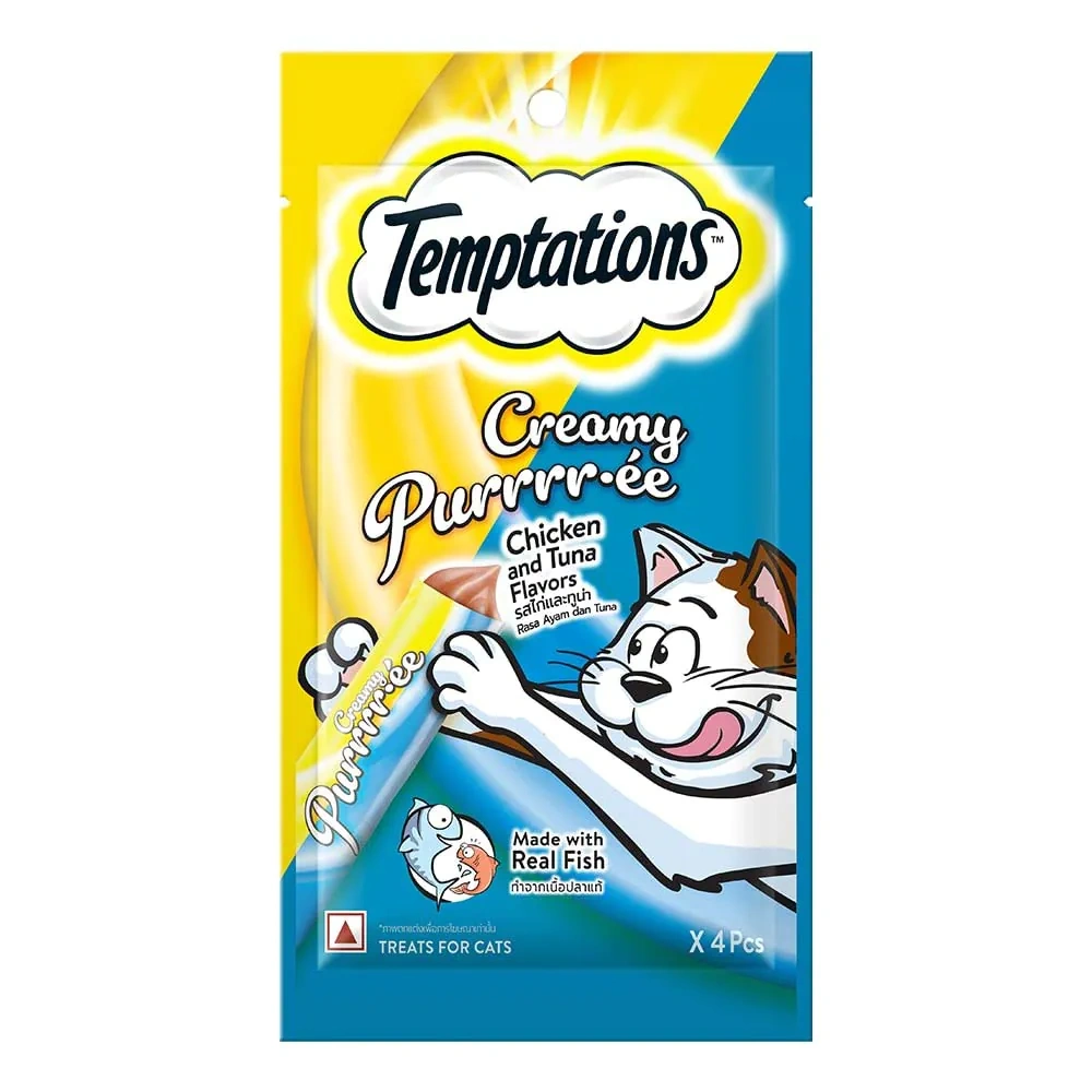 Temptations Creamy Purrrr-Ée Chicken & Tuna Flavour Cat Treats