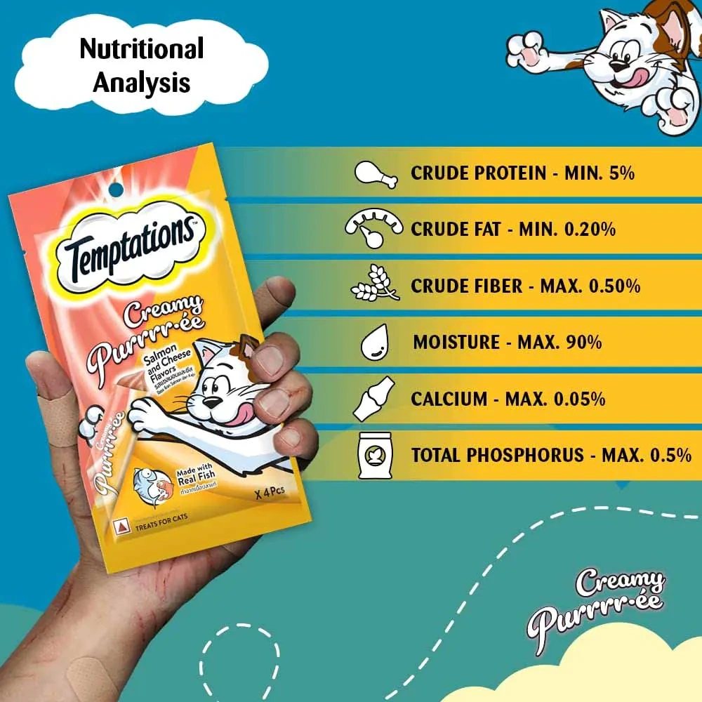 Temptations Creamy Purrrr-Ée Salmon & Cheese Flavour Cat Treats - Image 4