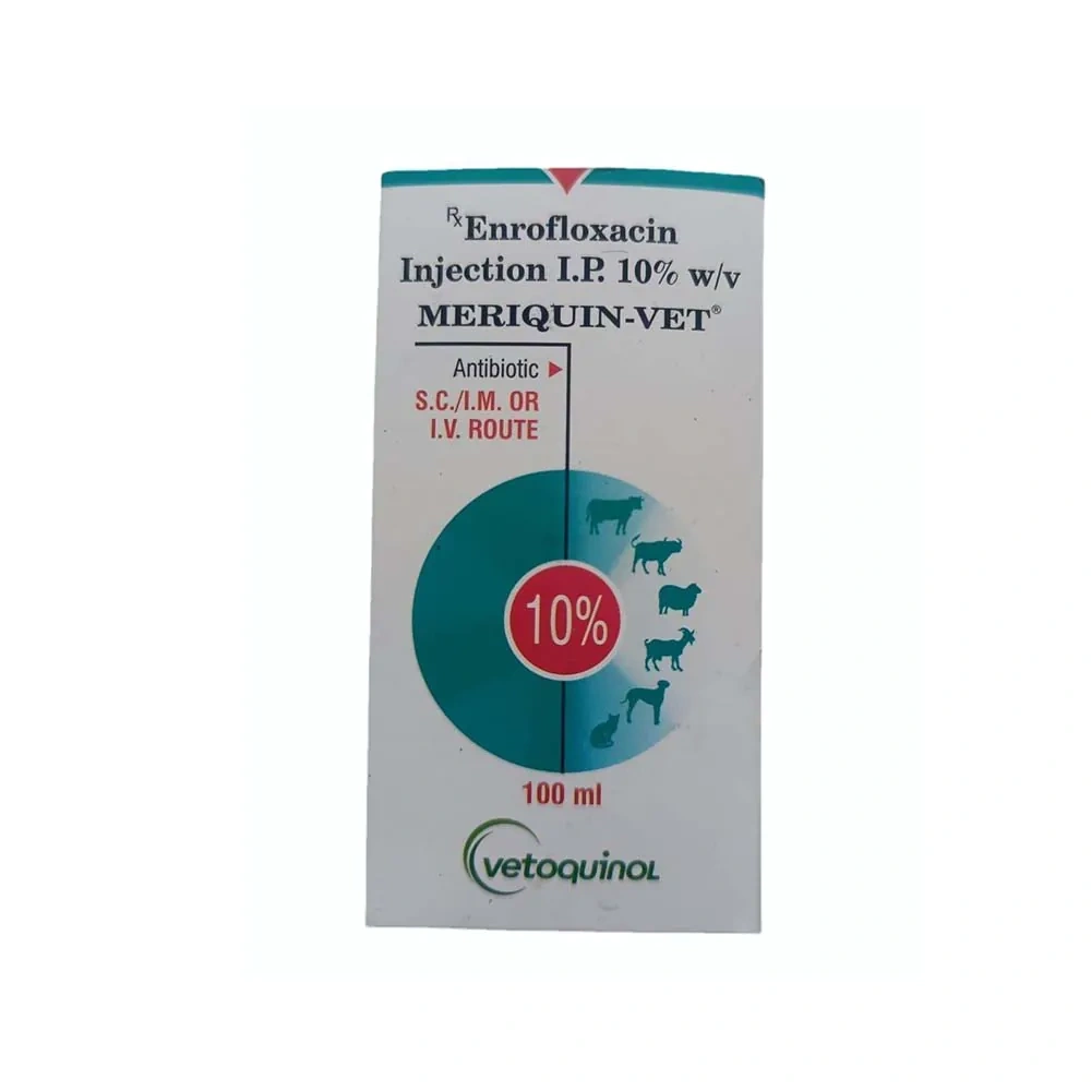 Meriquin-Vet Enrofloxacin 10% Injection I.P. for Farm Animals