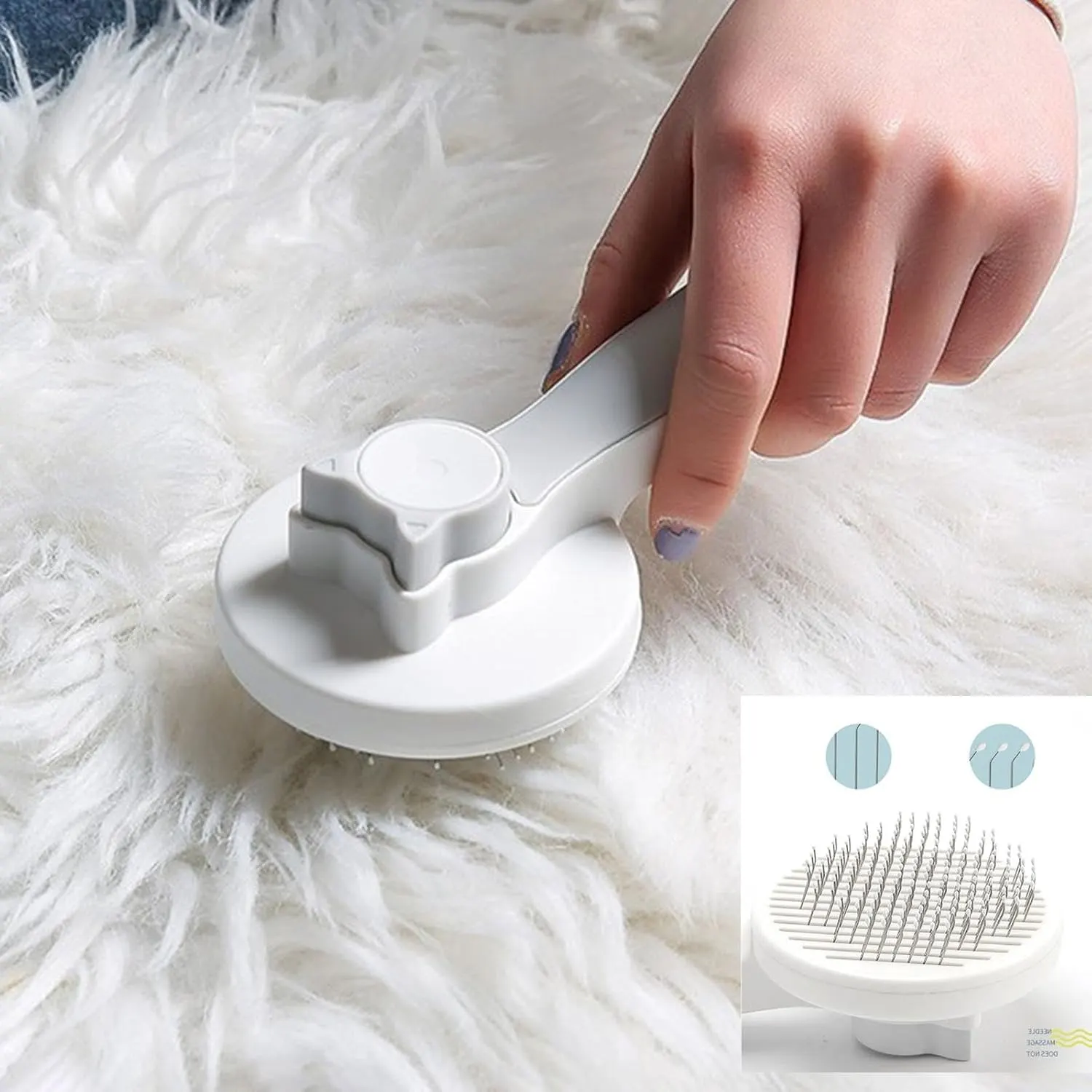 Pet Self-Cleaning Comb | Self Cleaning Slicker Brush for Dogs & Cats - Image 2
