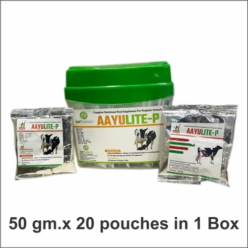 AAYULITE-P Powder – Nutritional Udder Care Supplement (20x50g) for Pregnant Cattle | Promotes Udder Growth & Milk Capacity