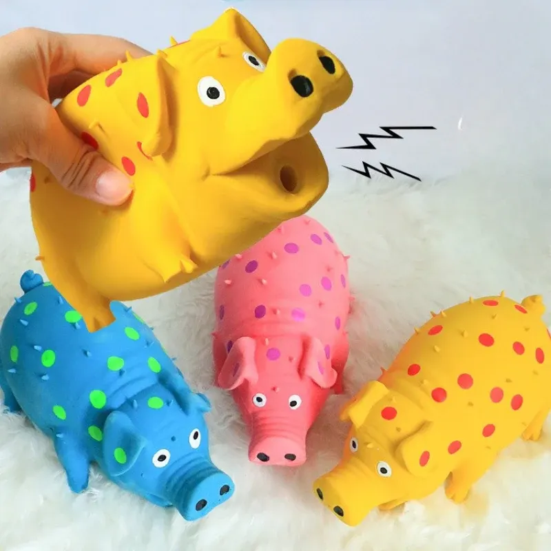 Laughing Pig Sound Squeaky Latex Dog Toy – Interactive Grunting Chew Toy - Image 2