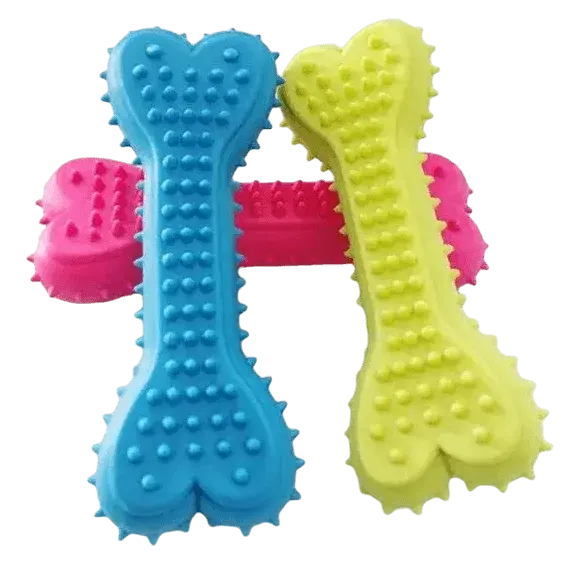 Smiley Face Bone Chew Toy for Dogs – Textured Dental Teething Toy - Image 3
