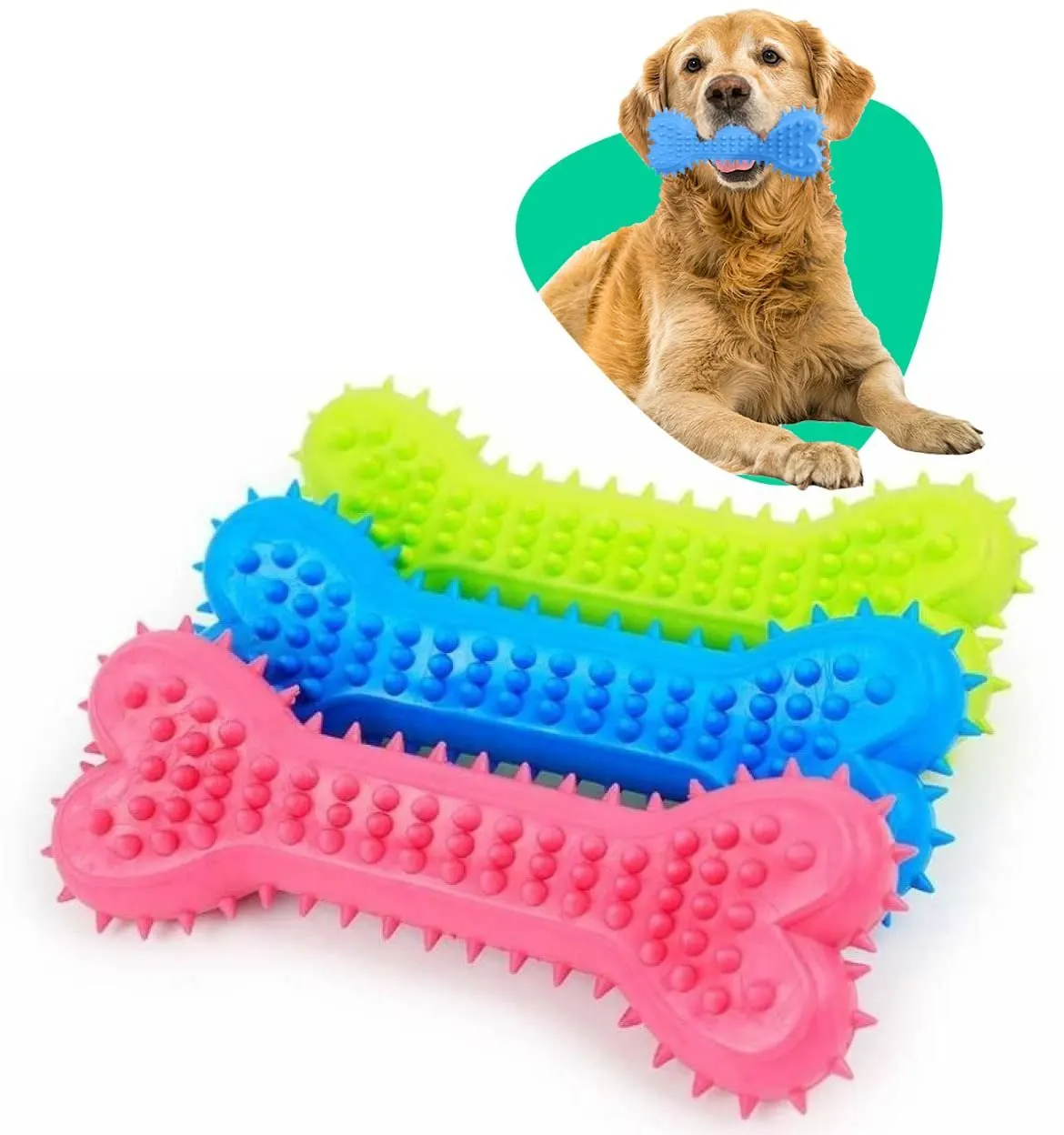 Smiley Face Bone Chew Toy for Dogs – Textured Dental Teething Toy - Image 2