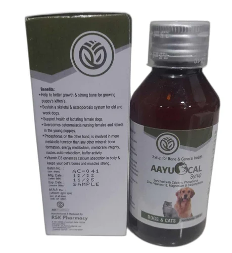 AayuCAL Syrup – Calcium & Phosphorus Suspension (200ml) for Dogs & Cats | Supports Bone & Joint Health