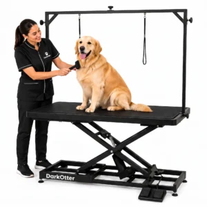 DarkOtter ProRise 100 Black: Electric Dog Grooming Table with 100Kg Capacity | Professional Ergonomic Lift for Large Breeds