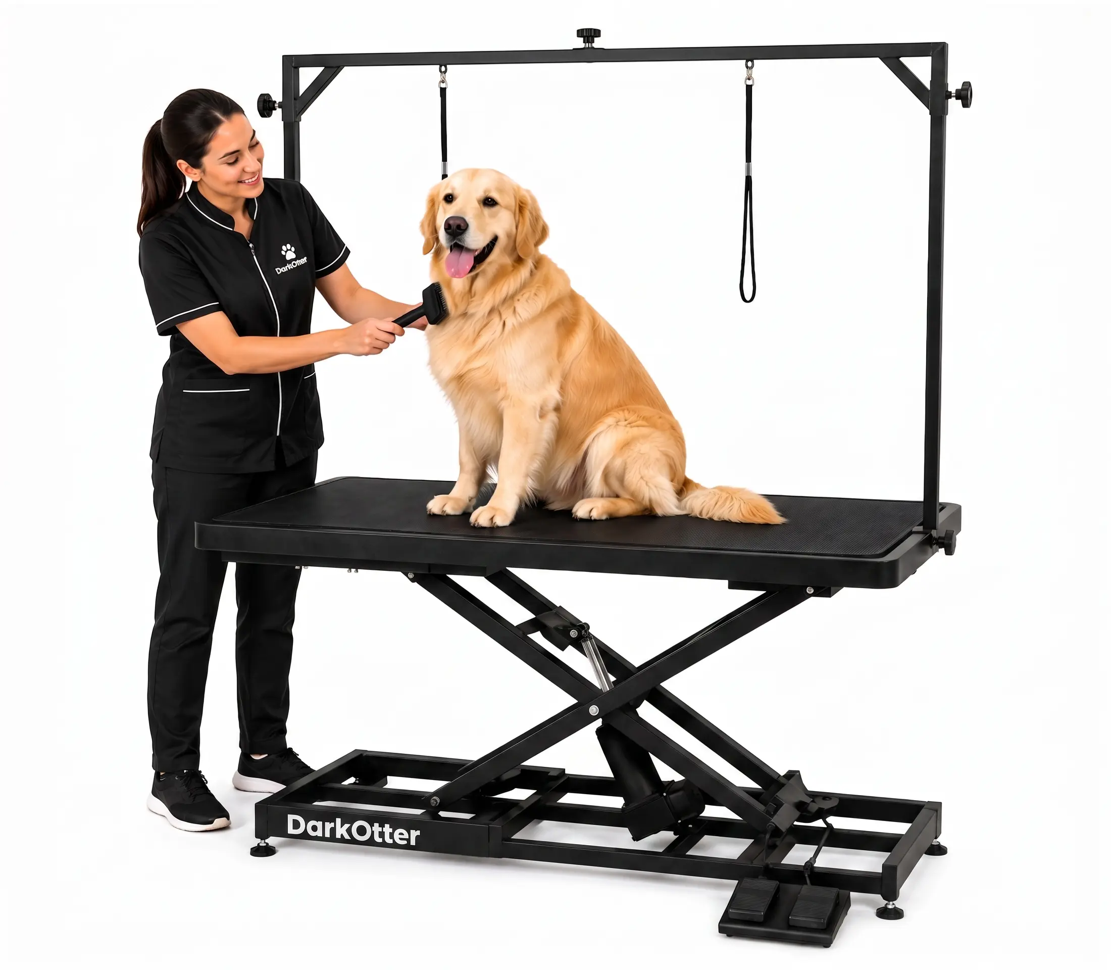 DarkOtter ProRise 100 Black: Electric Dog Grooming Table with 100Kg Capacity | Professional Ergonomic Lift for Large Breeds