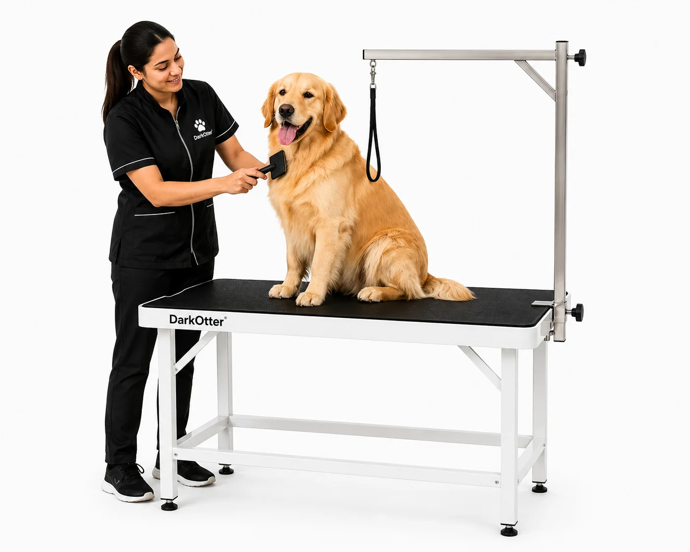 DarkOtter ProStable Fixed Grooming Table – Large Breed Ready | Heavy-Duty Non-Slip Surface | Adjustable Arm & Clamp | Professional Salon & Mobile Grooming Station
