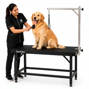 DarkOtter ProStable Fixed Grooming Table – Large Breed Ready | Heavy-Duty Non-Slip Surface | Adjustable Arm & Clamp | Professional Salon & Mobile Grooming Station Black