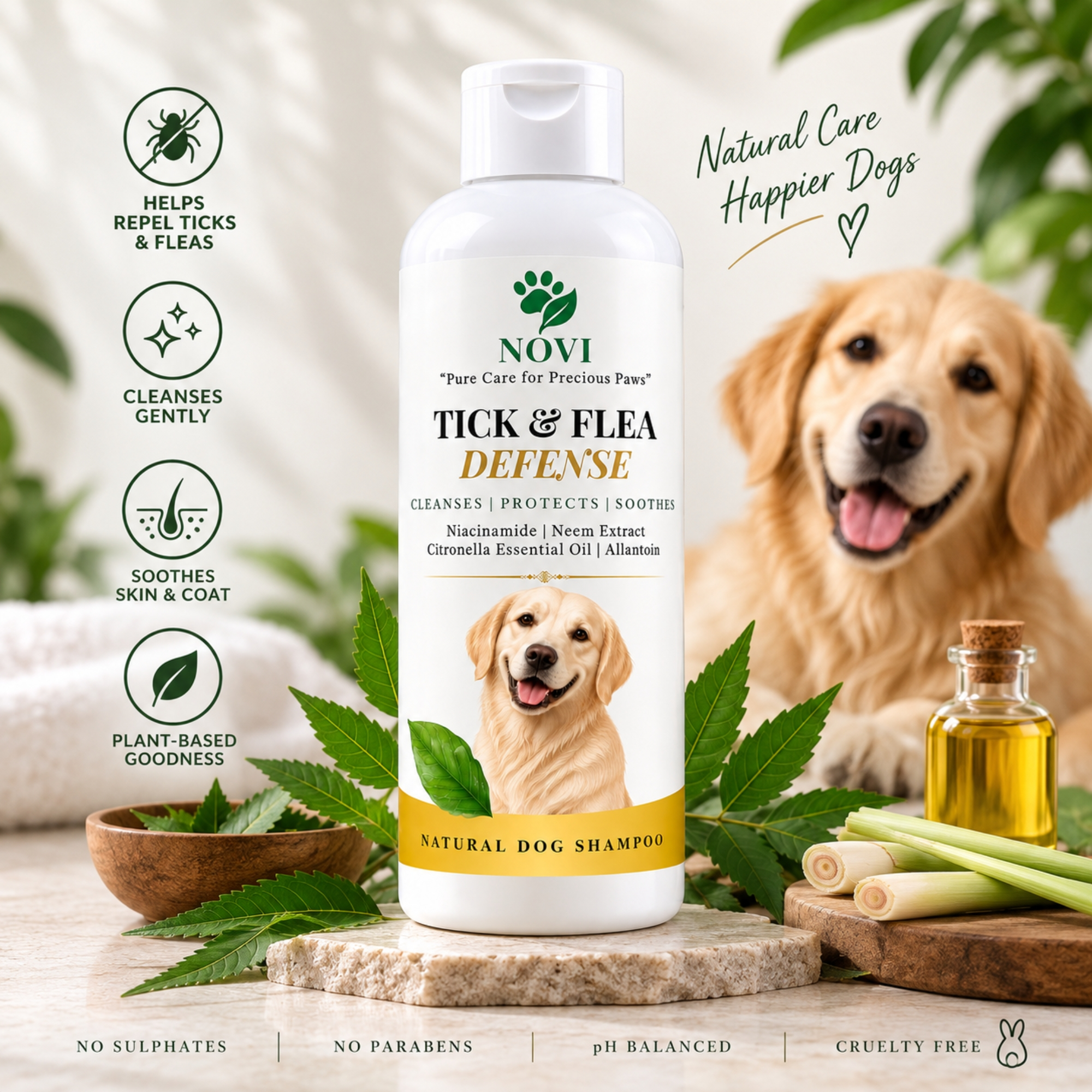 NOVI Tick & Flea Defence Dog Shampoo, 200ml - Image 2