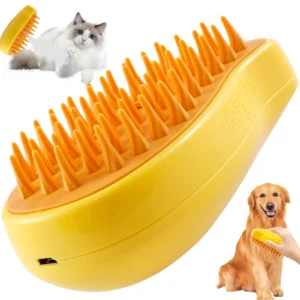 3-in-1 Pet Electric Steam Grooming Brush for Cats & Dogs – Anti-Shedding Massage Comb