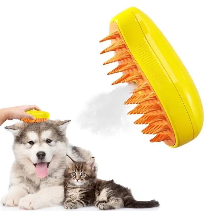3-in-1 Pet Electric Steam Grooming Brush for Cats & Dogs – Anti-Shedding Massage Comb - Image 3