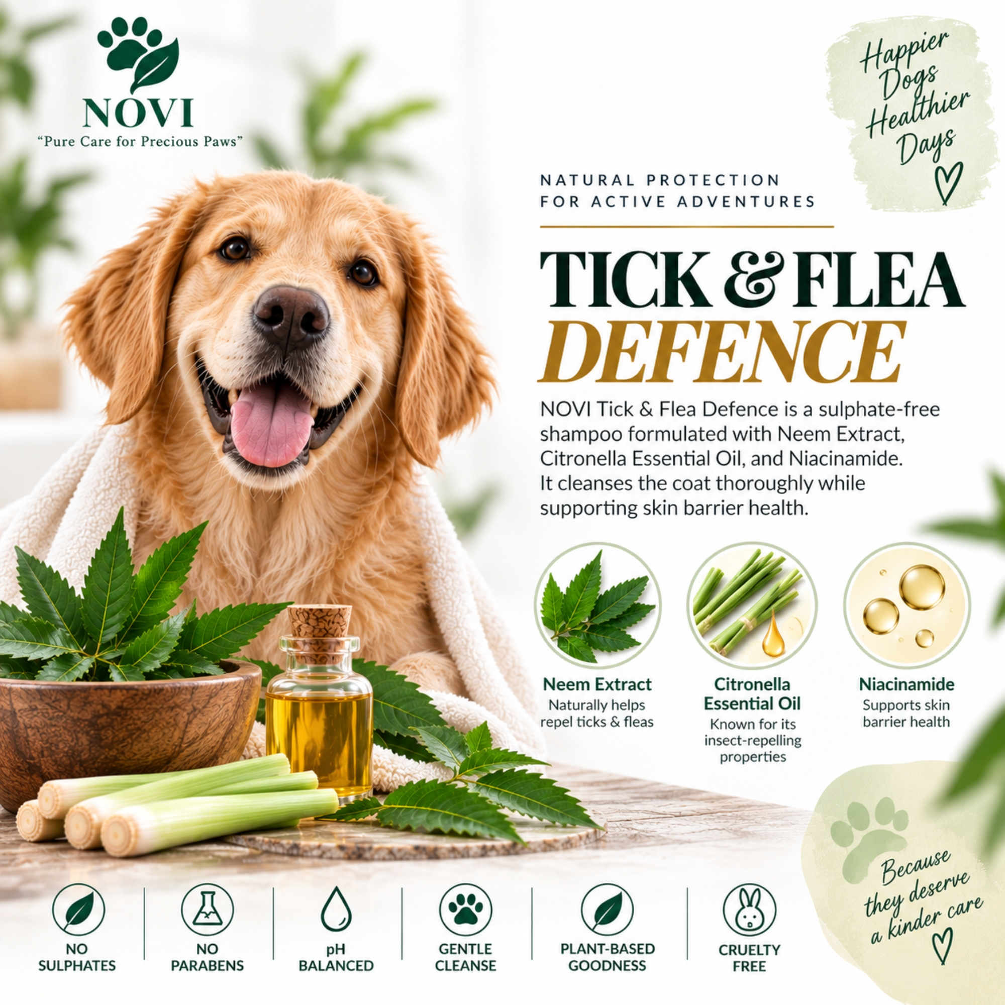 NOVI Tick & Flea Defence Dog Shampoo, 200ml - Image 3