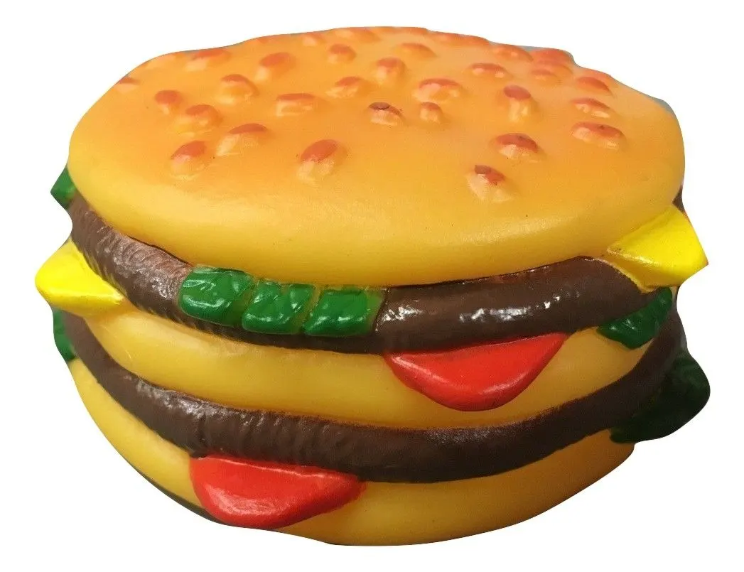 Squeaky Burger Chew Toy for Dogs – Fun Realistic Food Vinyl Dog Toy - Image 2