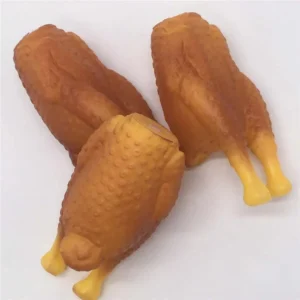 Chicken Drumstick Squeaky Chew Toy – Realistic Rubber Biting Toy for Dogs