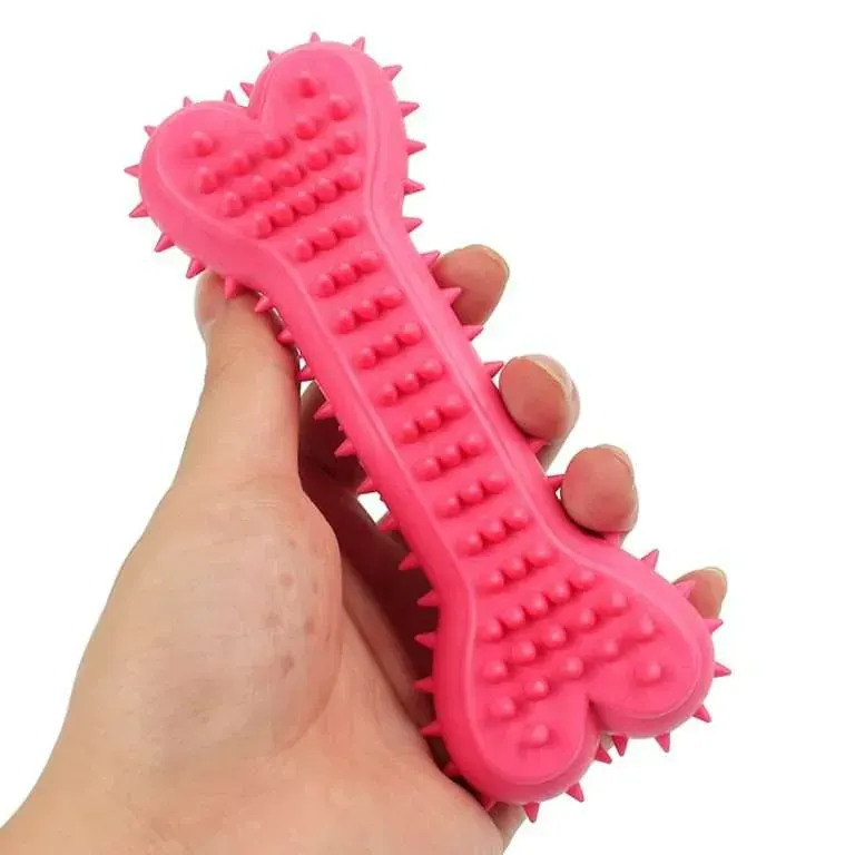 Classic Bone Squeaky Dog Chew Toy – Tough Rubber Teething Bone - Image 3