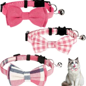 Cute Bowtie Pet Collar – Charming Adjustable Fabric Collar for Cats & Small Dogs