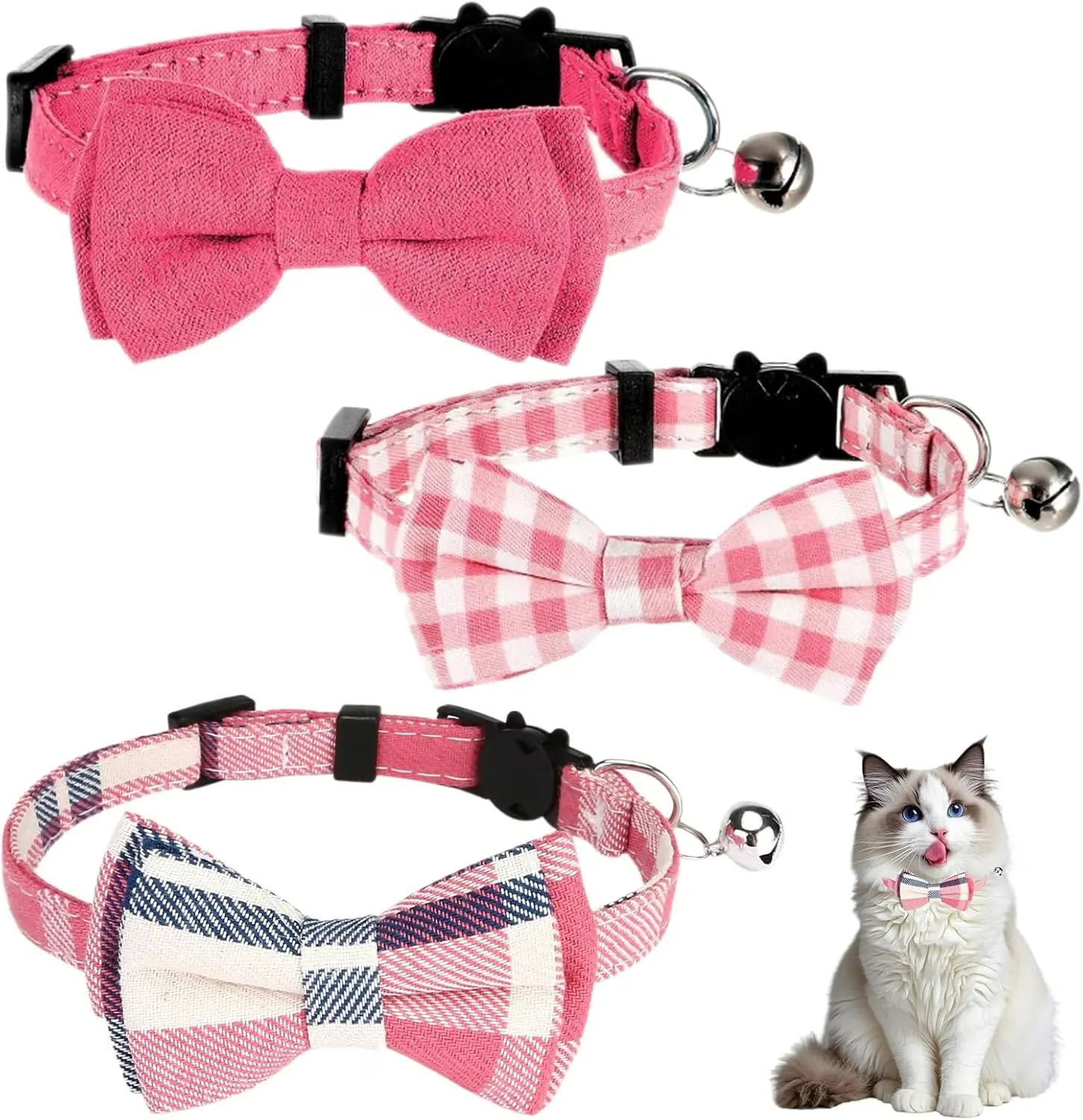 Cute Bowtie Pet Collar – Charming Adjustable Fabric Collar for Cats & Small Dogs