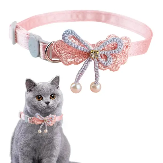 Cute Bowtie Pet Collar – Charming Adjustable Fabric Collar for Cats & Small Dogs - Image 4