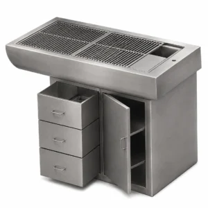 DarkOtter Veterinary Dental Prep Table Large – Left-Hand Setup | 304 Stainless | Easy-Sterilize Clinical Surface
