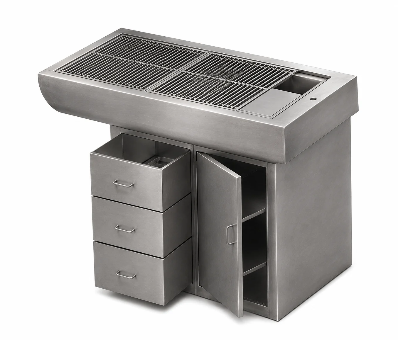 DarkOtter Veterinary Dental Prep Table Large – Left-Hand Setup | 304 Stainless | Easy-Sterilize Clinical Surface