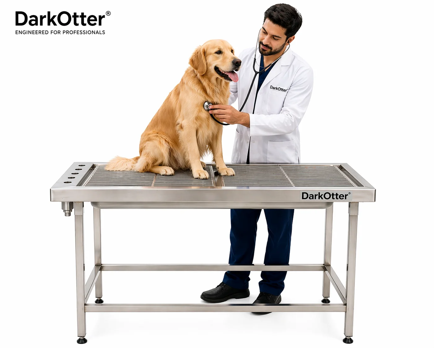 DarkOtter Veterinary Tub Table Large – 150×65cm SS 304 | Multi-Use Clinical Surface | Easy-Sterilize Design - Image 4