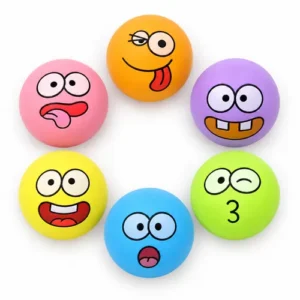 Funny Face Rubber Ball Toy for Dogs – Bouncing Chew & Fetch Toy
