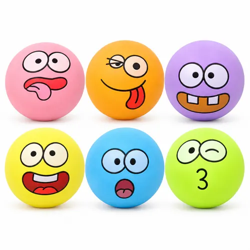 Funny Face Rubber Ball Toy for Dogs – Bouncing Chew & Fetch Toy - Image 3