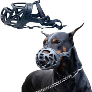 Heavy-Duty Silicone Dog Muzzle Sizes 3 to 7 – Humane Anti-Bite Soft Basket Muzzle