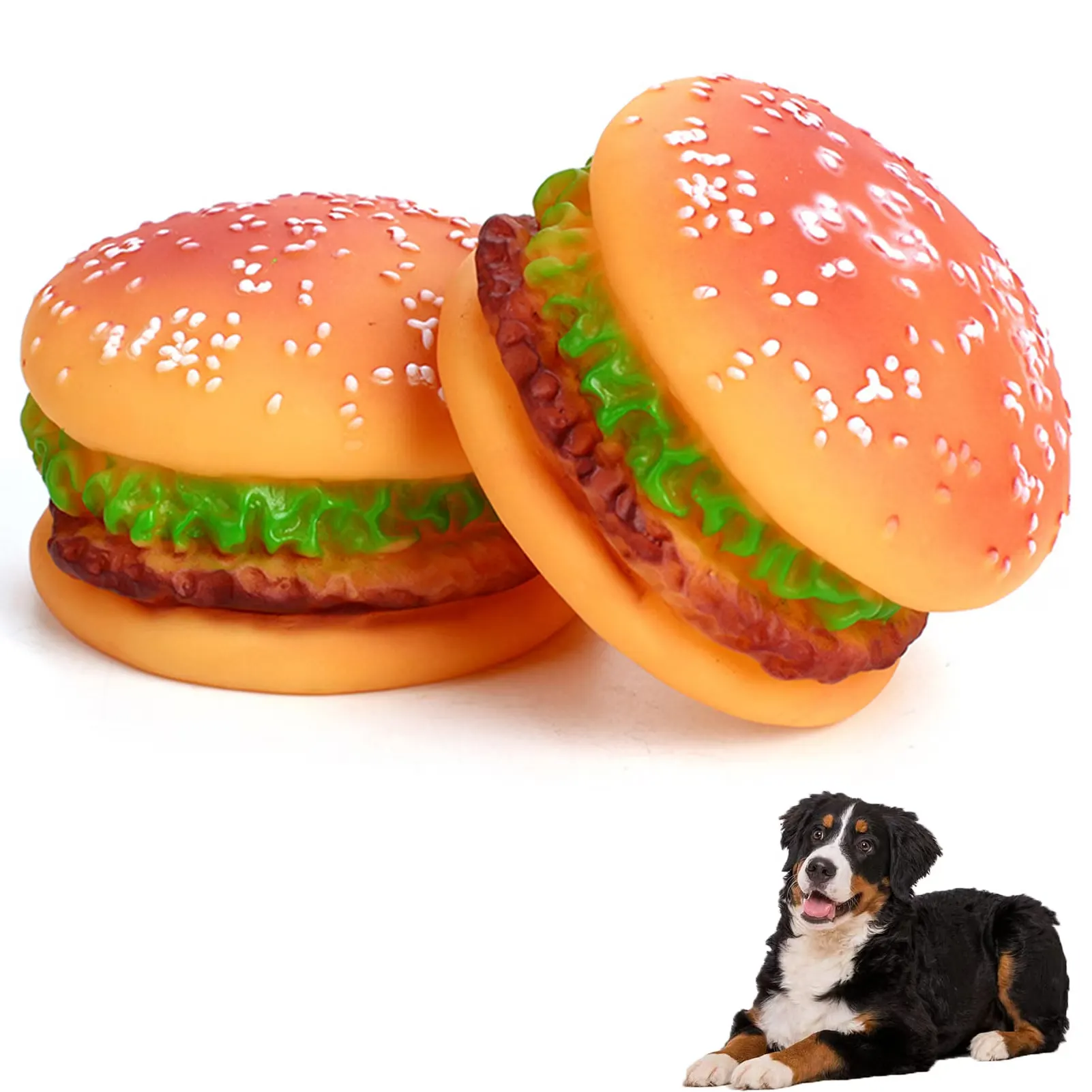 Squeaky Burger Chew Toy for Dogs – Fun Realistic Food Vinyl Dog Toy - Image 4