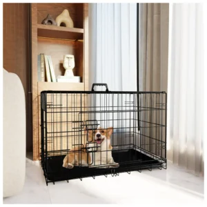 Small Foldable Metal Wire Dog & Cat Cage – Secure Portable Pet Crate