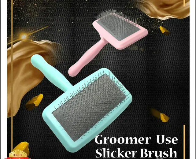 Square Slicker Brush for Dogs & Cats – Self-Cleaning Grooming Pin Brush - Image 2