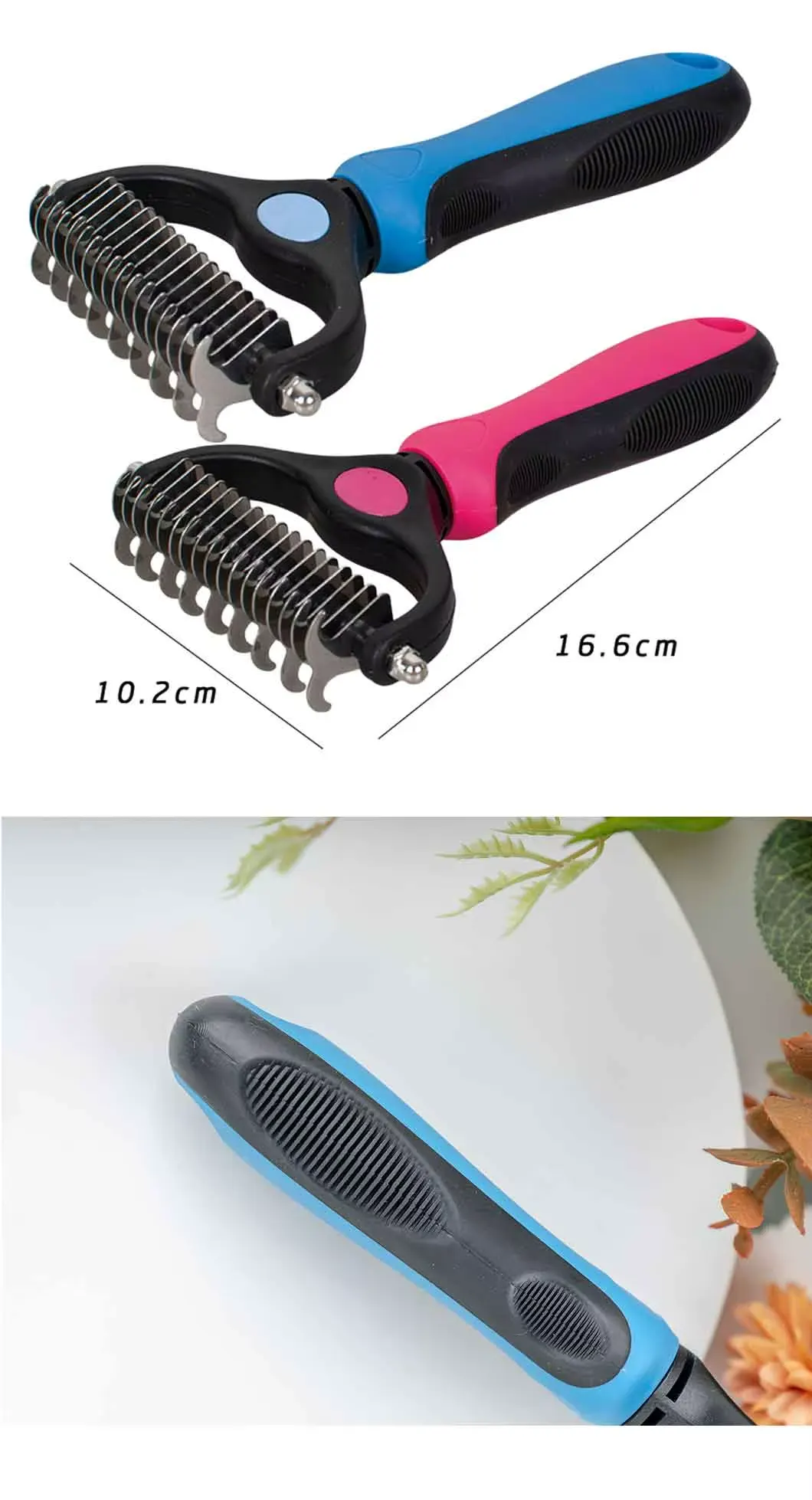 Square Slicker Brush for Dogs & Cats – Self-Cleaning Grooming Pin Brush - Image 3