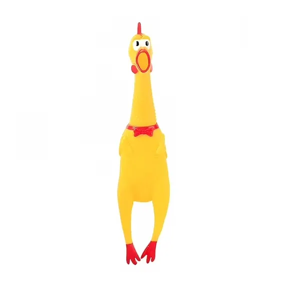Squeaky Screaming Chicken Toy (Medium) – Funny Rubber Squeaker Dog Toy