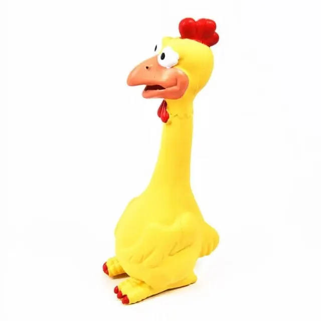 Squeaky Screaming Chicken Toy (Medium) – Funny Rubber Squeaker Dog Toy - Image 3